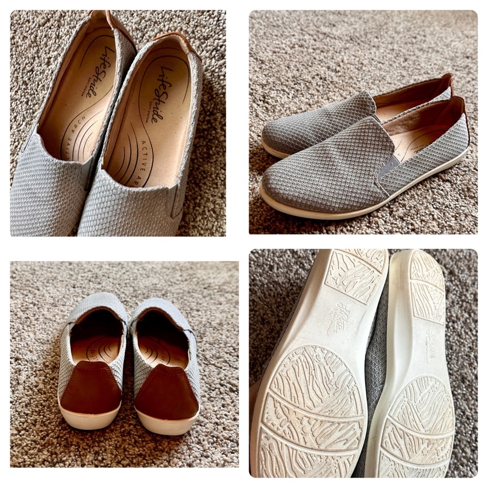 Good Condition 7.5 m Life Stride slip on shoes with Active Arch support